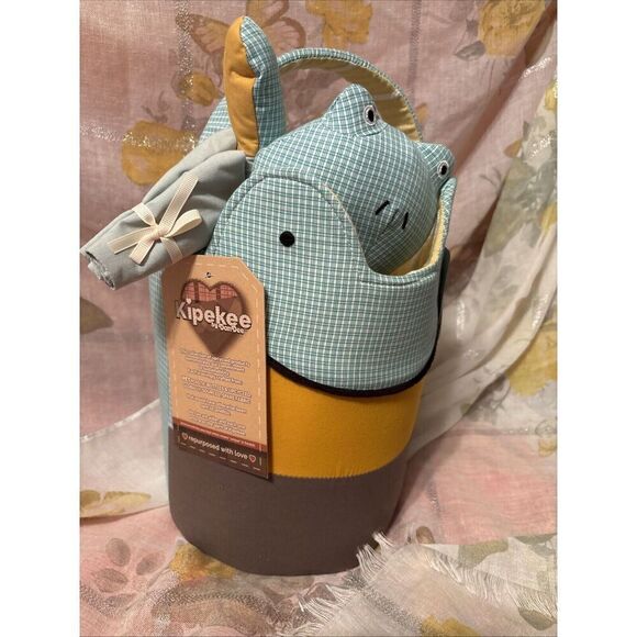 Frog Easter Basket 4pc Dandee  Kipekee 13" Plush Basket, Plush, Rattle & Bib - Picture 2 of 6